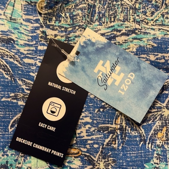 IZOD‎ Saltwater Sailboat Men's Size Small Shirt blue revival Print NEW WITH TAGS - Picture 8 of 8